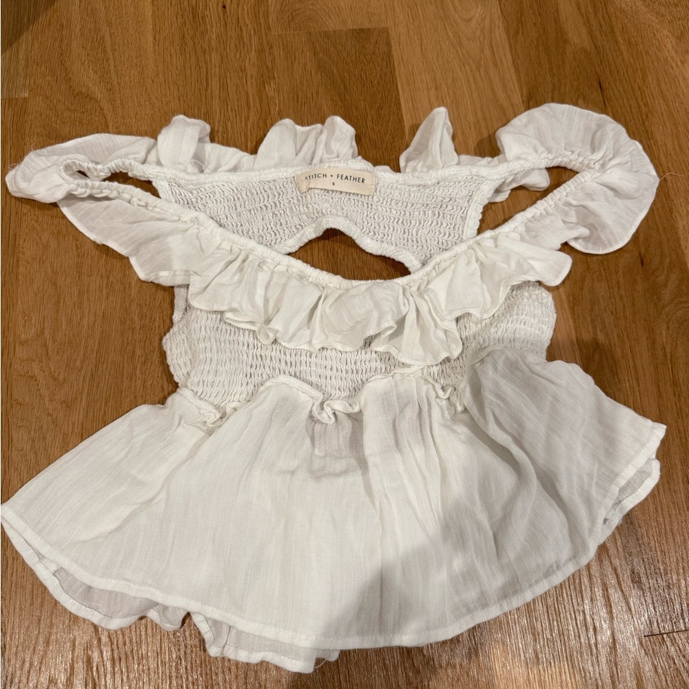 White Ruffled Smocked Top